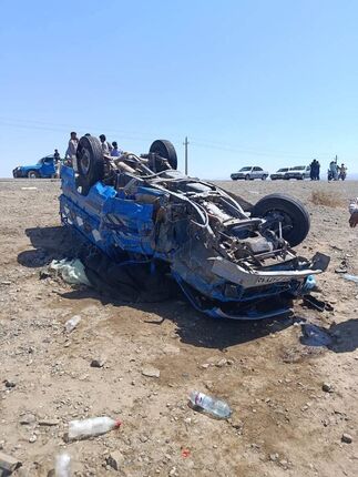 جان باختن ۷ نفر در تصادف شاخ به شاخ پژو و کامیونت در استان سیستان و بلوچستان