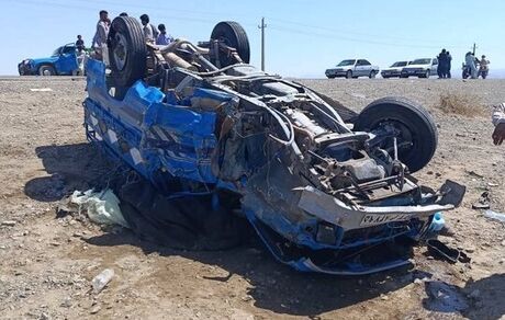 جان باختن ۷ نفر در تصادف شاخ به شاخ پژو و کامیونت در استان سیستان و بلوچستان