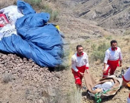 جان باختن مردی حدوداً ۵۰ ساله در سقوط یک پاراگلایدر در استان قزوین