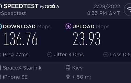 سرعت اعجاب انگیز اینترنت ماهواره‌ای در اوکراین در شرایط جنگی