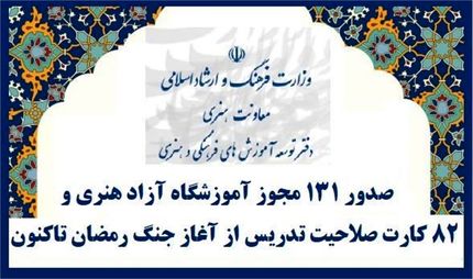صدور مجوز ۱۳۱ آموزشگاه آزاد هنری 