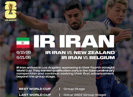 انتشار پوستر دو بازی تیم ملی فوتبال ایران در مرحله گروهی جام جهانی ۲۰۲۶ در شهر لس‌آنجلس آمریکا