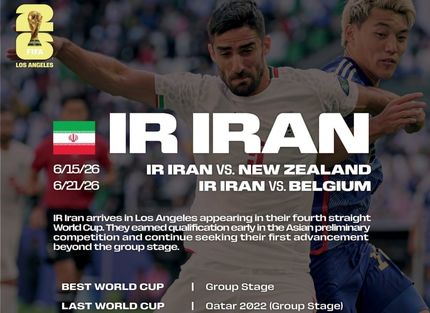 انتشار پوستر دو بازی تیم ملی فوتبال ایران در مرحله گروهی جام جهانی ۲۰۲۶ در شهر لس‌آنجلس آمریکا