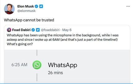 ایلان ماسک، واتس‌اپ را خطرناک دانست