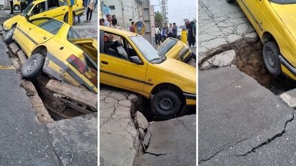 فرونشست، دو خودرو را در گرگان بلعید