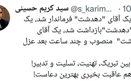 طعنه توییتری نماینده مجلس به انتصابات فامیلی