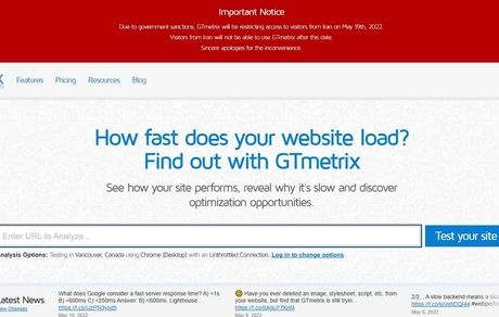ابزار سنجش سرعت سایت‌های اینترنتی، ایران را تحریم کرد