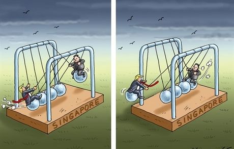 تصویر احتمالی دیدار ترامپ و اون! /کاریکاتور