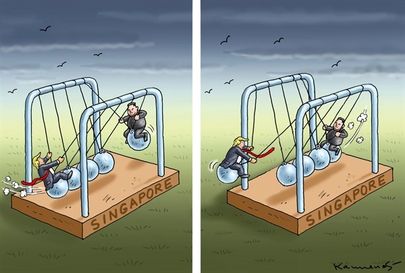 تصویر احتمالی دیدار ترامپ و اون! /کاریکاتور